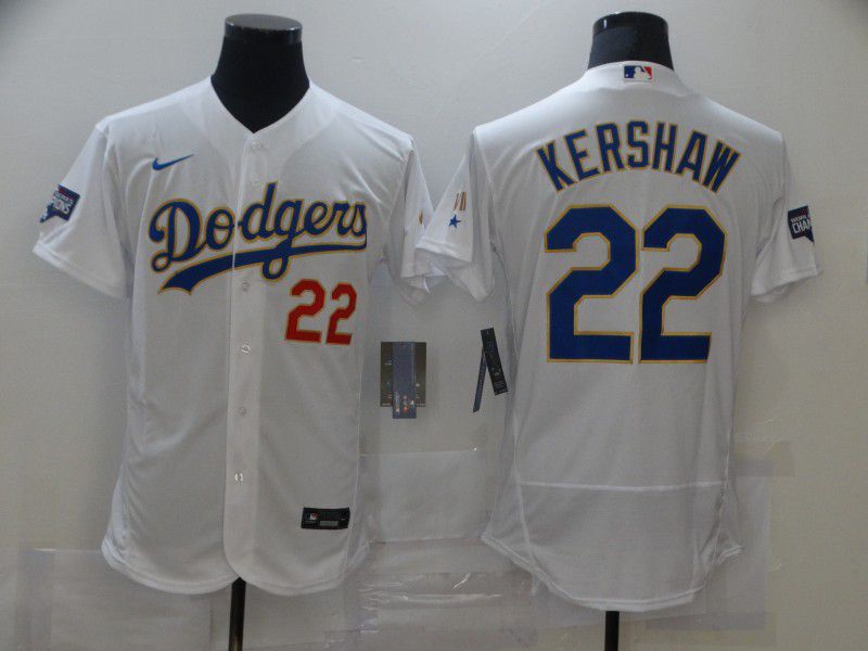 Men Los Angeles Dodgers #22 Kershaw White Elite 2021 Nike MLB Jersey1->los angeles dodgers->MLB Jersey
